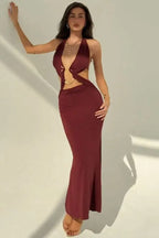 Halloween Sexy Snake Print Backless Maxi Dress