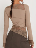 Vintage Slim Fit Floral Detail Long Sleeve Blouse