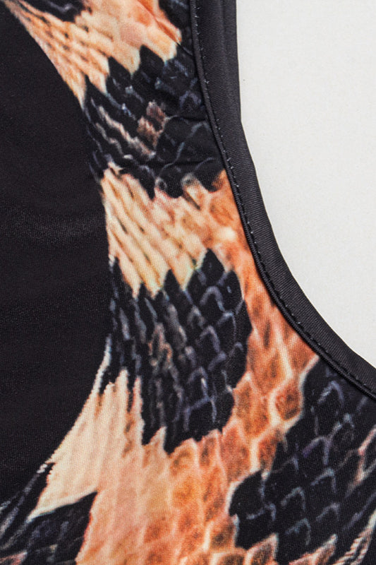 Snake Print Hollow Backless Maxi Dress