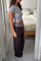 High Waist Slim Printed Casual Pants