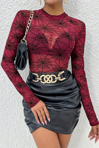 Slim Fit See Through Mesh Blouse