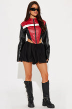 Colorblock Biker Crop Coat