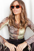 Printed Slim Fit Long Sleeve Crop Top