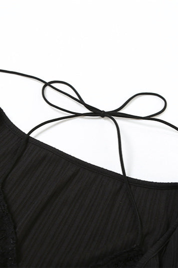 Fashion Strap Detail Fitted Knit Top