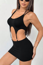 Backless Two Tone Cami Bodycon Mini Dress