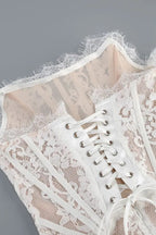 Lace Sheer Patchwork Strapless Floral Dress