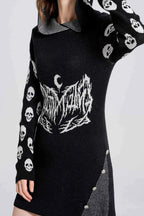 Halloween Skull Hooded A-Line Dress