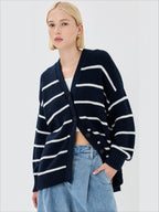 Striped Loose Knit Cardigan