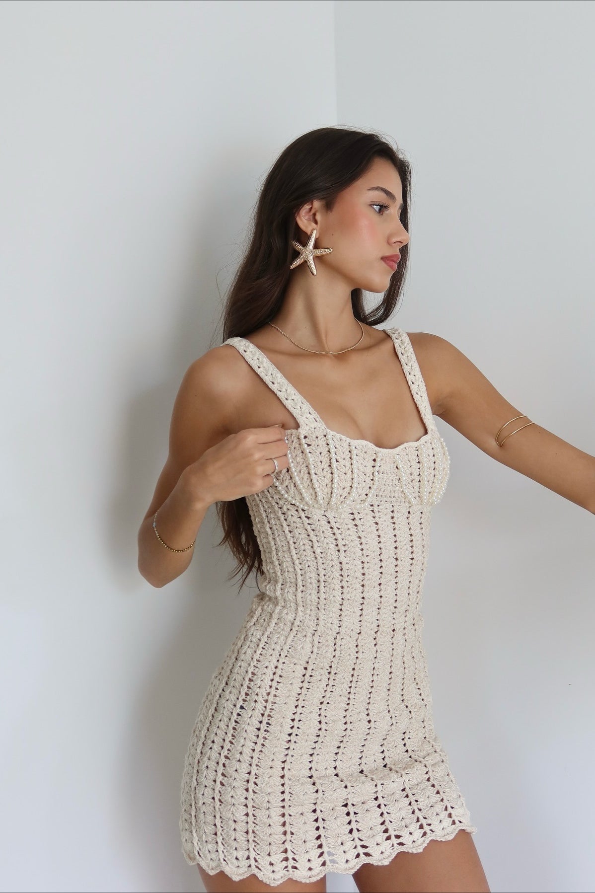 Hollow Out Knit Cami Boho Dress