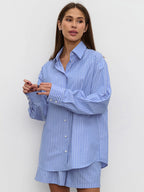 Chic Striped Cotton Casual Set  Blouse