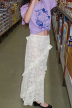 Lace Insert Bodycon Maxi Skirt