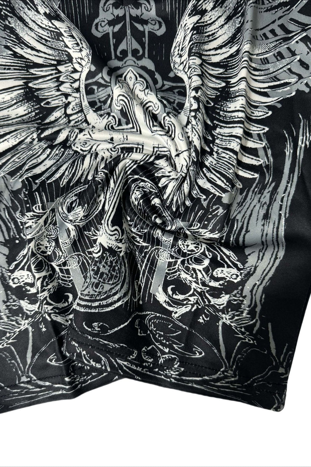 Gothic Wing Print V-Neck T-Shirt