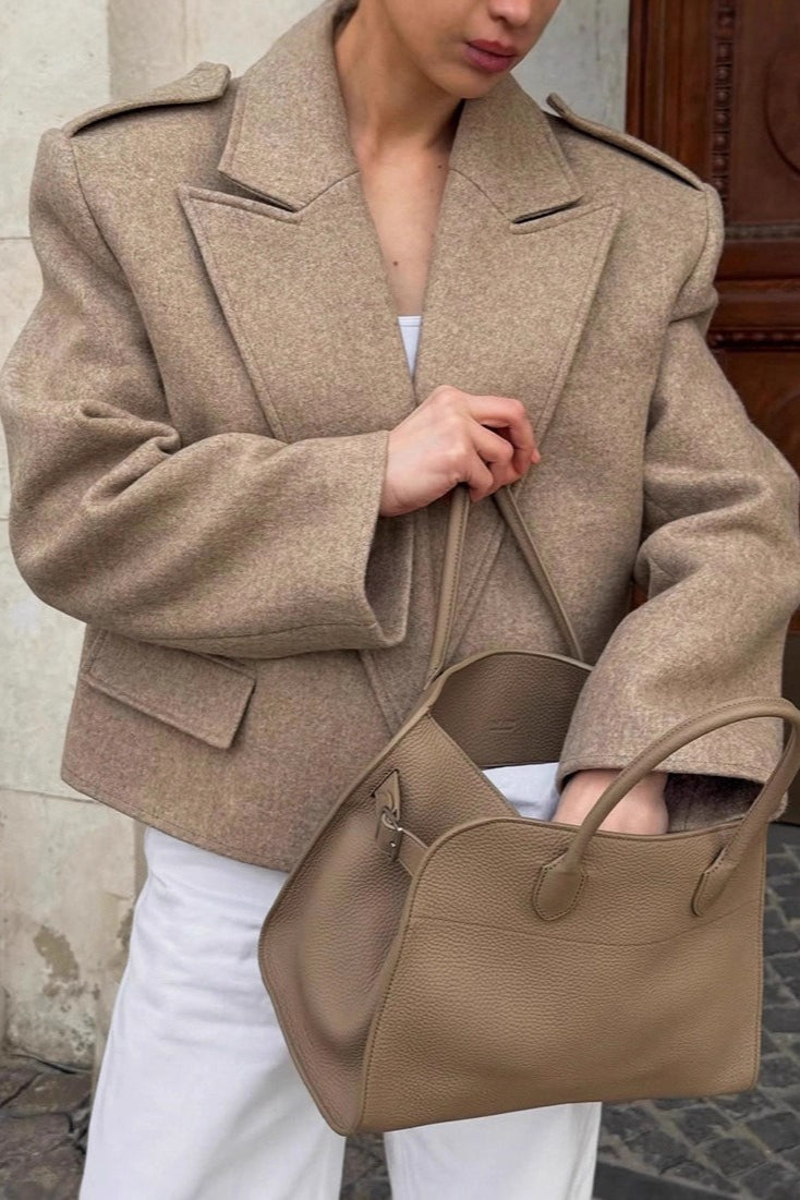 Grey Wool Shoulder Pad Jacket