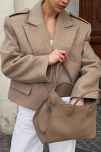 Grey Wool Shoulder Pad Jacket