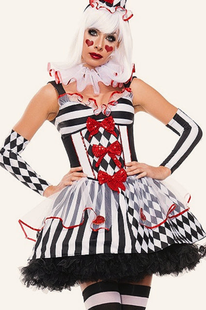Checkerboard Circus Clown Cosplay Halloween Costume