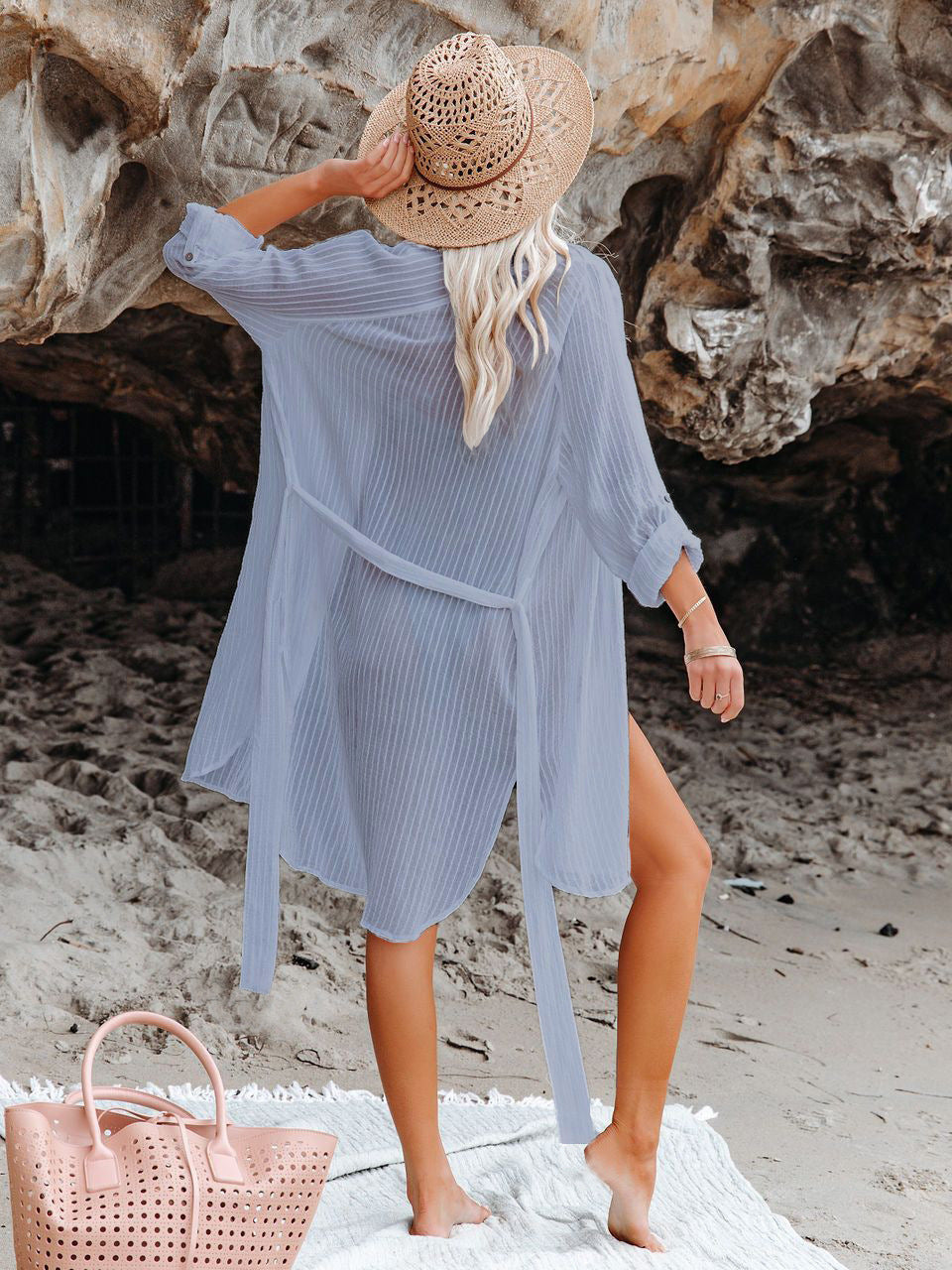 Textured Beach Cover Up Blouse