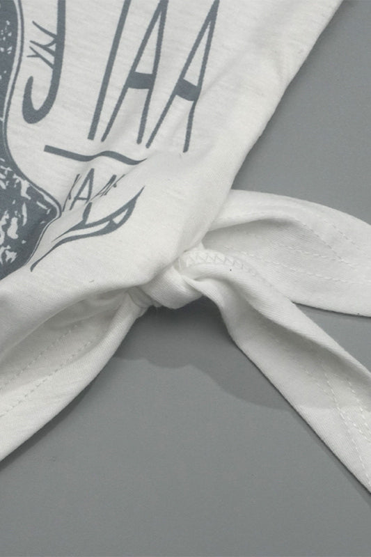 One Shoulder Tie Strap T-Shirt