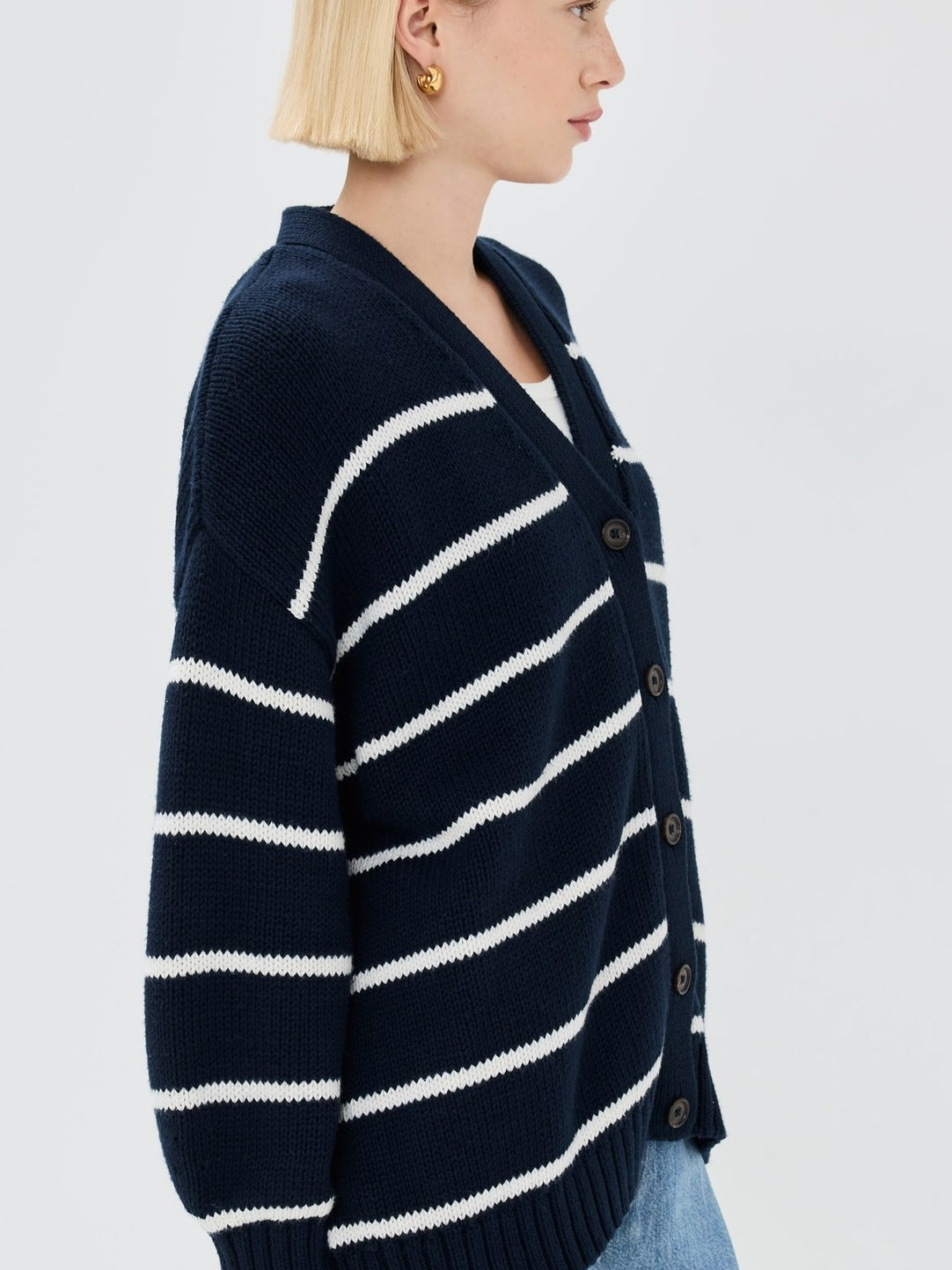 Striped Loose Knit Cardigan