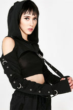 Mesh Cropped Long Sleeve Hoodie