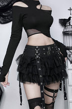 Gothic Layered Ruffle Mini Skirt