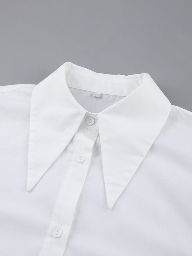 Bow Tie Long Sleeve White Blouse