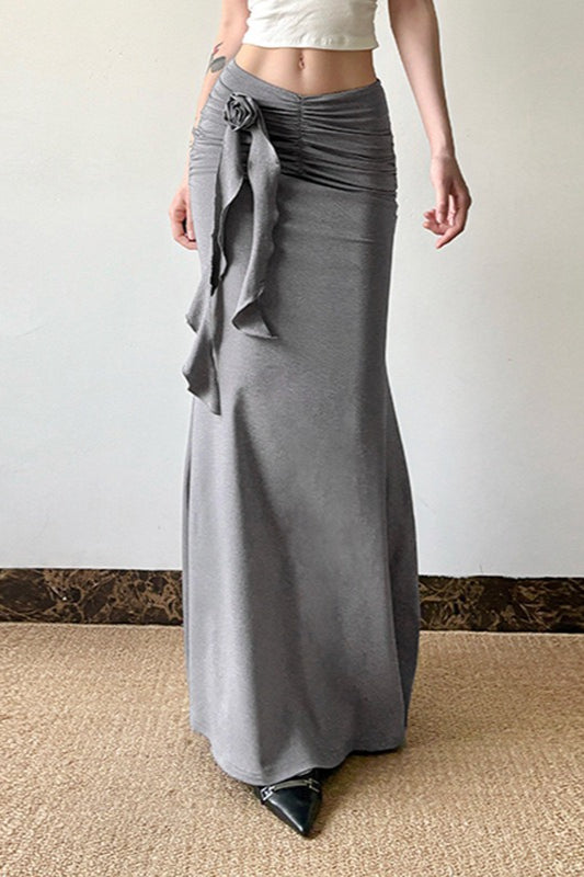 Grey Bodycon Mermaid Maxi Skirt