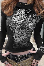 Dark Aesthetic Print Hole Hoodie