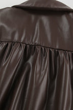 Faux Leather Fleece Collar Jacket