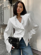 Ruffled Victorian Style Fitted Blouse