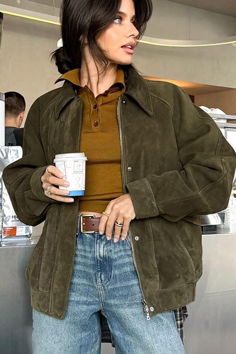 Zip Up Vintage Lapel Jacket