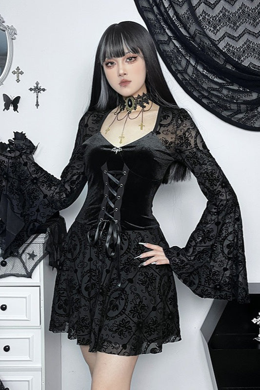 Lace Patchwork Halloween Gothic Dress