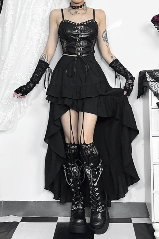 Asymmetric Drape Hem Gothic Skirt