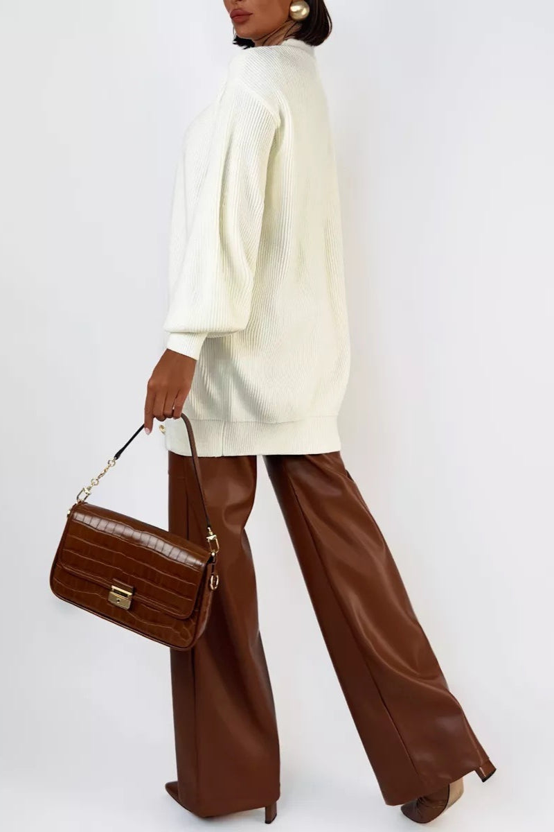 V-Neck Loose Fit Long Knit Cardigan