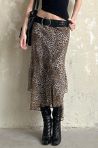 Vintage Leopard Print Low Waist Bodycon Skirt