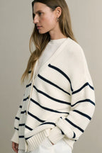 Cotton Striped Cardigan Sweater