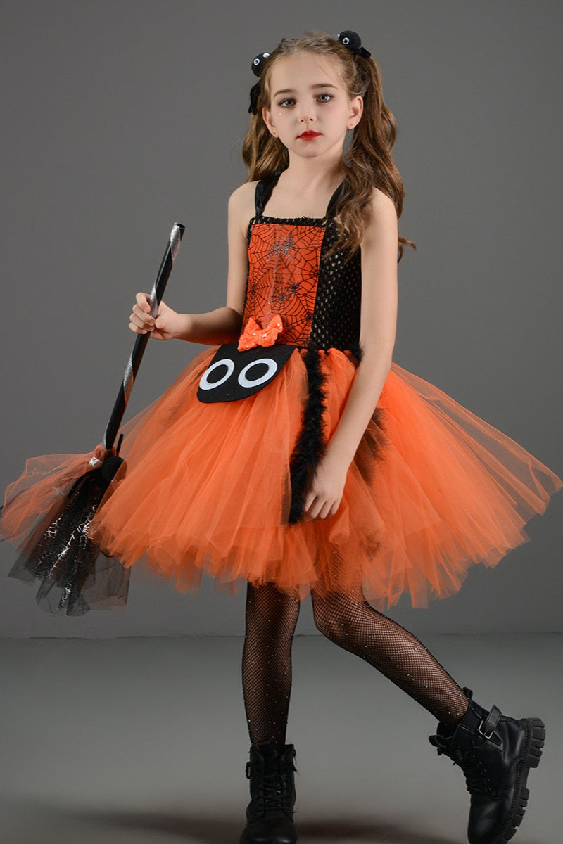 Spider Web Witch Dress Kid Halloween Costume