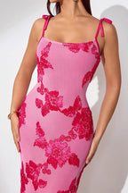 Elegant 3D Flowers Embroidery Mesh Floral Dress