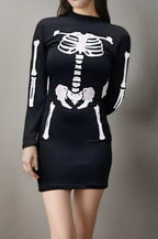Skull Print Bodycon Mini Dress