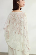 Jacquard Knit Diamond Pattern Blouse