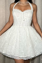 Fitted Lace Halter Boho Dress