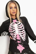 Street Style Bat Skeleton Graphic Hoodie