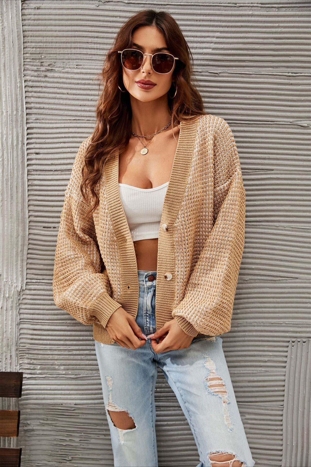 Plus Size Hollow Knit Cardigan