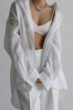 Vintage High-End Collared Loose Fit White Blouse