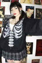 Skeleton Print Oversized Hoodie