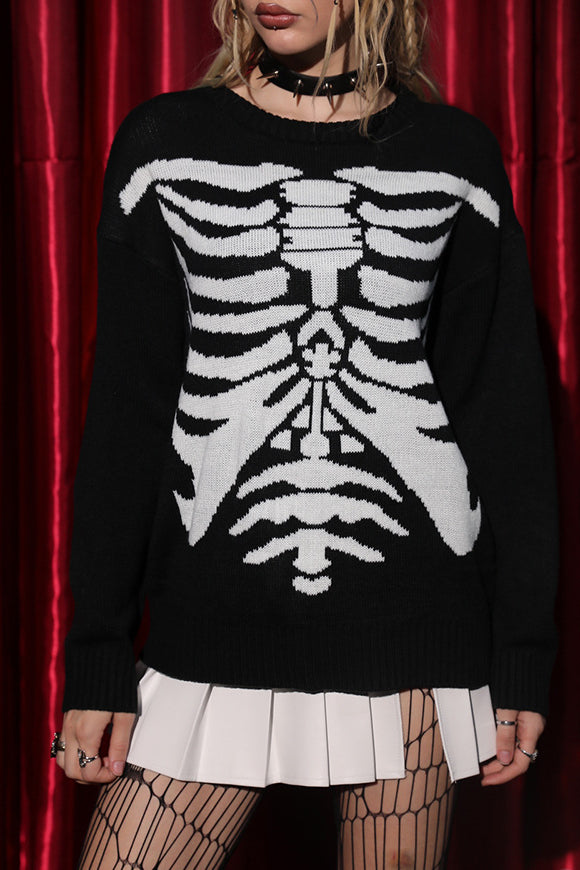 Halloween Skeleton Crew Neck Sweater