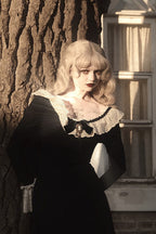 Vintage Lace Ruffle Dark Academia Maxi Dress