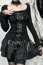 Lace Trim Buckle Gothic T-Shirt