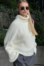 High Neck Loose Fit Knit Sweater
