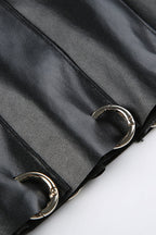 Punk Metal Detail Pleated Skirt