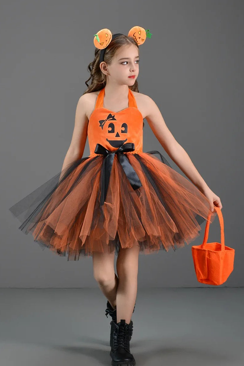 Pumpkin Witch Dress Kid Halloween